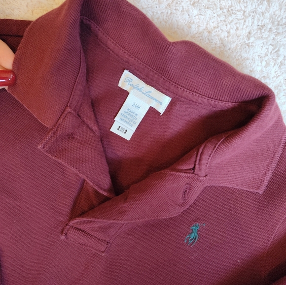 Ralph Lauren 24m boy long sleeve burgundy polo and green sweater - Picture 3 of 5